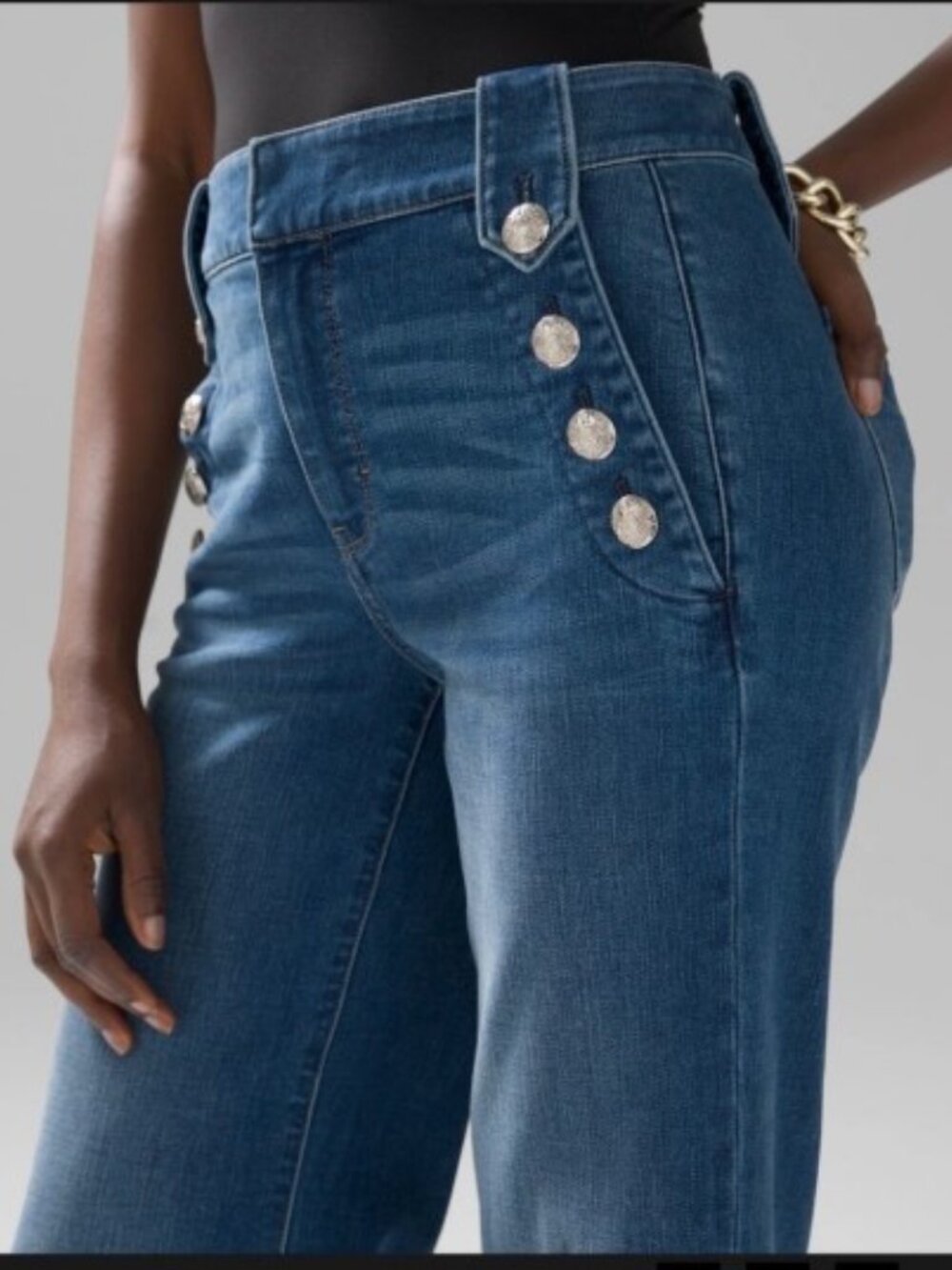 *NWT* WHBM High Rise Mariner Wide Leg Everyday Soft Jeans Sz 8R - Picture 4 of 12